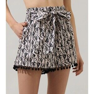 Sugarlips Curve Zaferia Bermuda Paperbag Black Cream‎ Tassels Shorts Sz 2XL